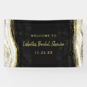 Black White & Gold Geode Bridal Shower Welcome Banner