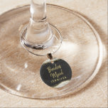 Black White & Gold Geode Bridesmaid Personalized Wine Charm<br><div class="desc">Black White & Gold Geode Agate Marble, With Sparkling Gold foil accents, and Modern trendy brushed script font. Onyx Black, Dark Gray, and white stone look, is luxurious and modern for your wedding - Personalized Bridesmaid Monogrammed Wine Glass Charm! ~ Check my shop to see the entire wedding suite for...</div>