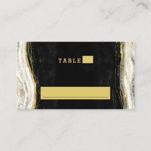 Black White & Gold Geode Wedding Table Number Place Card