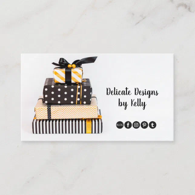 Black White Gold Gift Boxes Business Card Zazzle