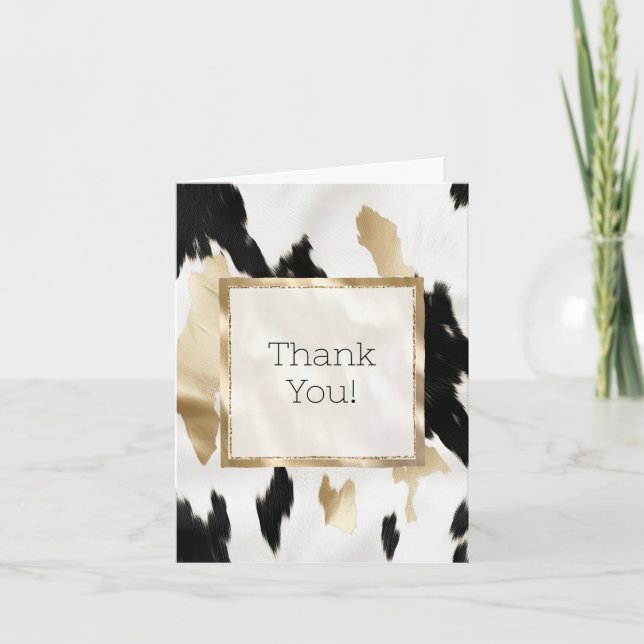Black White Gold Glam Cowhide Southwest Thank You (Front)