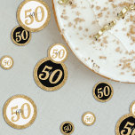 Black & White Gold Glitter 50 Fifty 50th Birthday Confetti<br><div class="desc">Black and white gold glitter happy birthday table confetti for a 50 year old.  Sparkly glam design great for women. Customize the age to suit your occasion.  Great birthday party decoration for a fiftieth birthday bash or a 50th anniversary.</div>