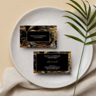 Black & White Gold Glitter Marble Agate Modern  Business Card