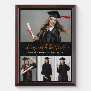 Black,white & gold graduation photo collage plaque