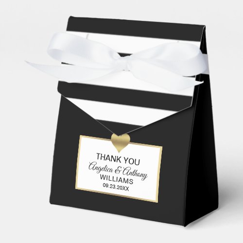 Black White Gold Heart Party Favor Wedding Favor Boxes