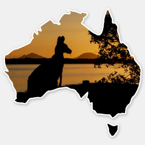 Black White  Gold Kangaroo Australia Sunset Sticker