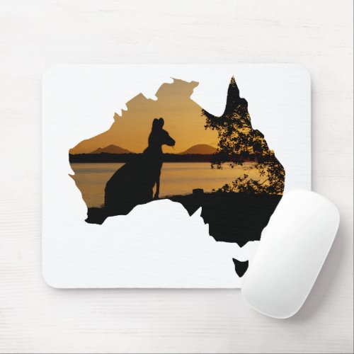 Black White  Gold Kangaroo Sunset Australia Mouse Pad