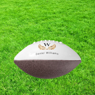 Black white gold laurel wreath monogram football