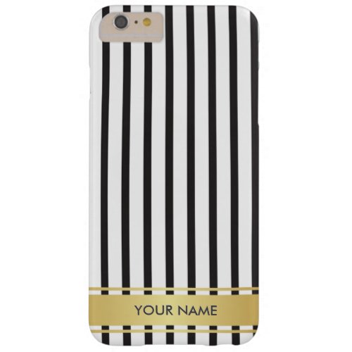 Black White Gold Lines Stripes Glam Minimimalism Barely There iPhone 6 Plus Case