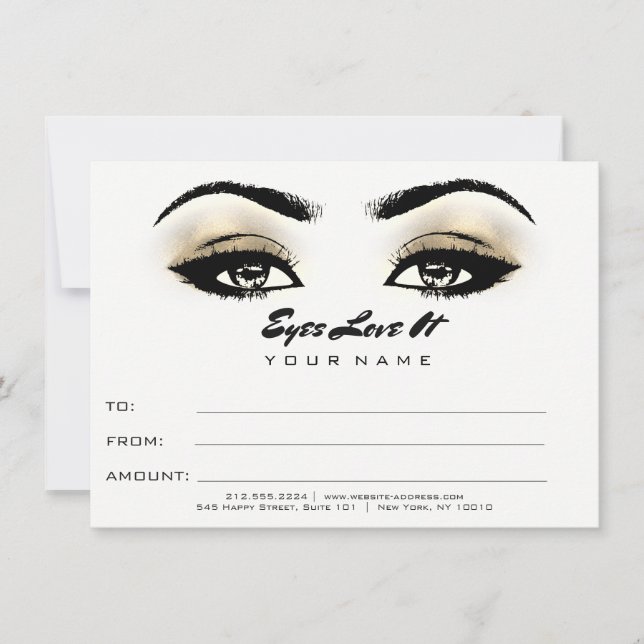 Black White Gold Makeup Certificate Gift Beauty (Front)