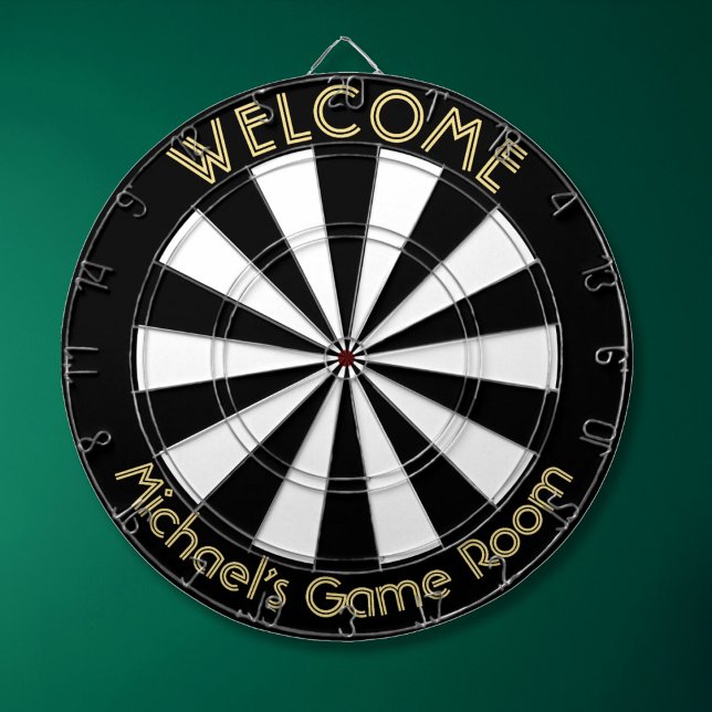Black White Gold Man Cave Pub Game Night Dorm Room Dart Board (Black White Gold Man Cave Pub Game Night Dorm Room Dart Board)