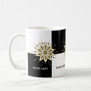 Black White & Gold Mandala Boss Lady Design Coffee Mug