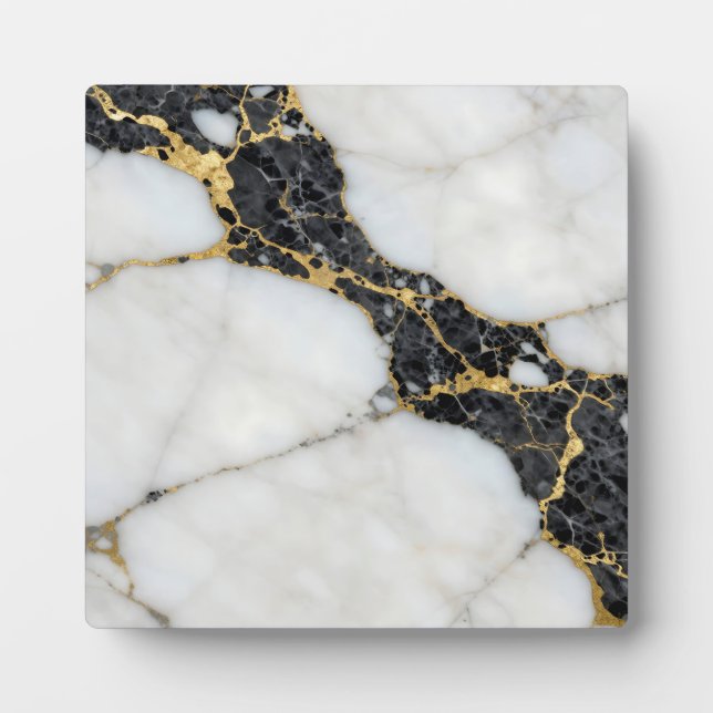 Black White Gold Marble Luxury Plaque (Front)