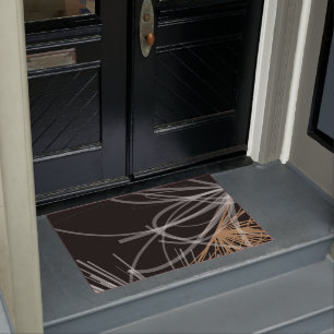 Black White & Gold Modern Abstract Ribbons Doormat