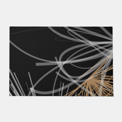 Black White  Gold Modern Abstract Ribbons Doormat