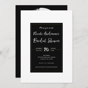 Black White Gold Modern Minimal Bridal Shower Invitation