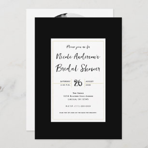 Black White Gold Modern Minimal Bridal Shower Invitation