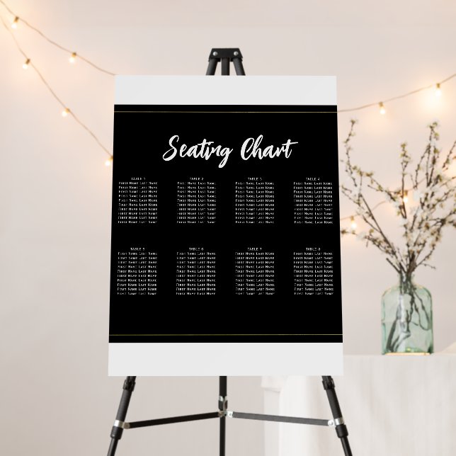 Black White Gold Modern Minimal Elegant Wedding Foam Board (In Situ (Stand))