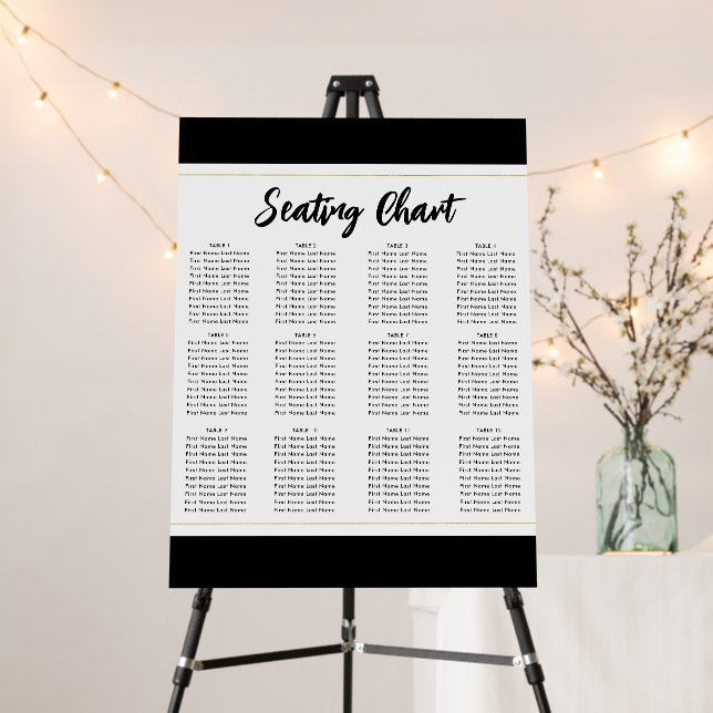 Black White Gold Modern Minimal Elegant Wedding Foam Board (In Situ (Stand))