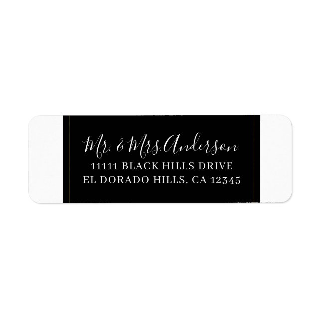 Black White Gold Modern Minimal Elegant Wedding Label (Front)