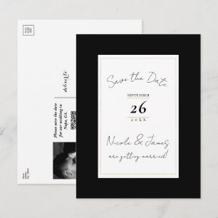 Black White Gold Modern Minimal Save the Date Announcement Postcard
