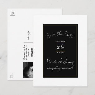 Black White Gold Modern Minimal Save the Date Announcement Postcard