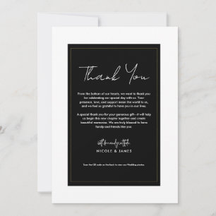 Black White Gold Modern Minimal Wedding Thank You Invitation