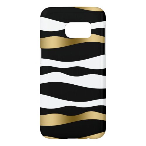 Black White  Gold Modern Zebra Stripes Samsung Galaxy S7 Case