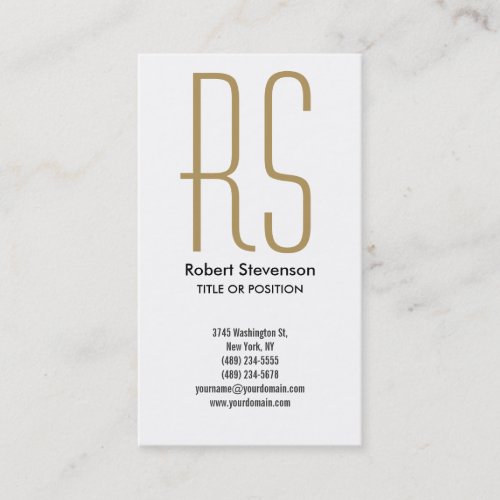 Black White Gold Monogram Business Card