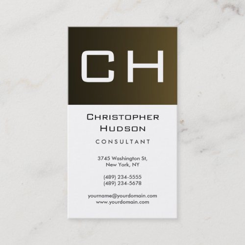 Black White Gold Monogram Consultant Business Card