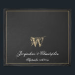 Black White Gold Monogram Names Newlywed Wedding Duvet Cover<br><div class="desc">Black White Gold Monogram Names Newlywed Wedding Duvet Cover Personalized black and white and gold monogrammed duvet cover. Elegant classic script for the initial, the names of the bride and groom and wedding date on a solid black background. Perfect gift for newly weds, or beautiful for your own bedroom. Click...</div>