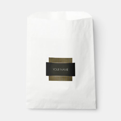 Black White Gold Name Minimal Conceptual Favor Bag