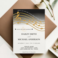 Black White & Gold Ombre Music Staff Wedding