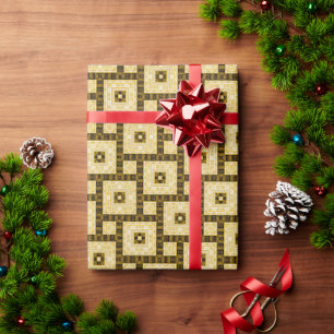 Black, White & Gold Ornamental Geometric Pattern Wrapping Paper