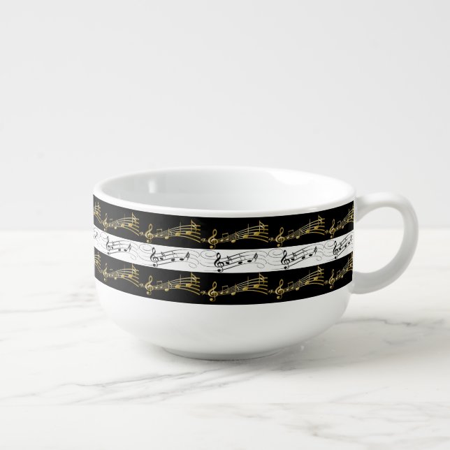 Black White Gold Soup Mug (Left)
