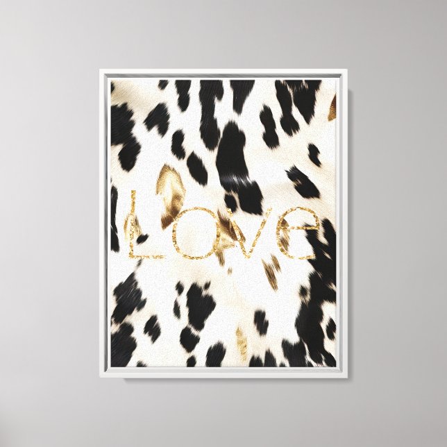 Black White Gold Southwest Cowgirl Glitter Love Canvas Print (Front)