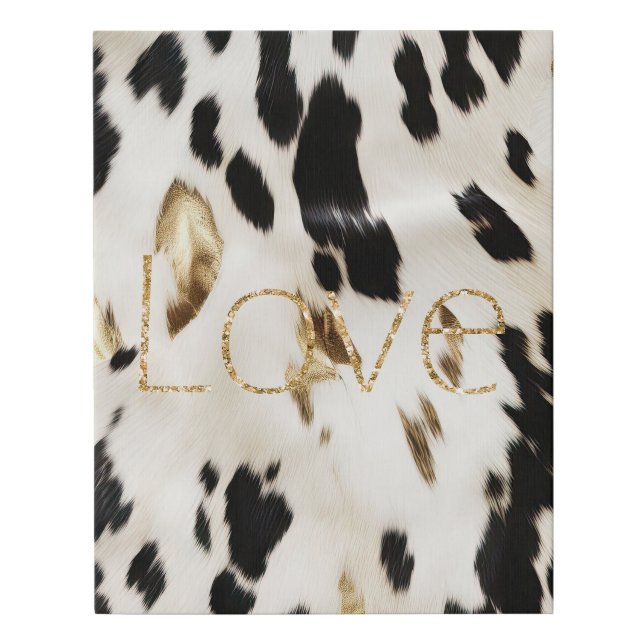 Black White Gold Southwest Cowgirl Glitter Love Faux Canvas Print (Front)