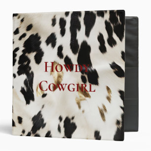 Black White Gold Southwest Cowhide 3 Ring Binder