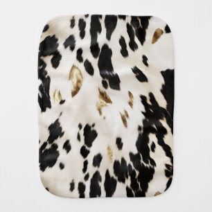 Black White Gold Southwest Cowhide Baby Shower Baby Burp Cloth