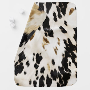 Black White Gold Southwest Cowhide Baby Shower Blanket