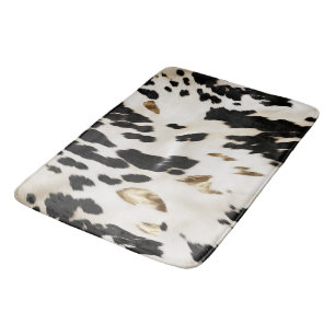 Black White Gold Southwest Cowhide Bath Mat