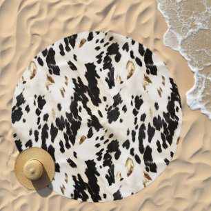 Black White Gold Southwest Cowhide Beach Towel