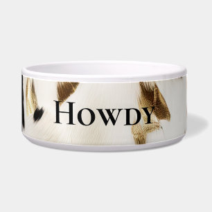 Black White Gold Southwest Cowhide  Bowl