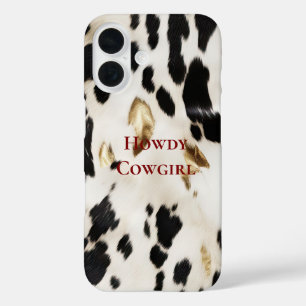 Black White Gold Southwest Cowhide iPhone 16 Case