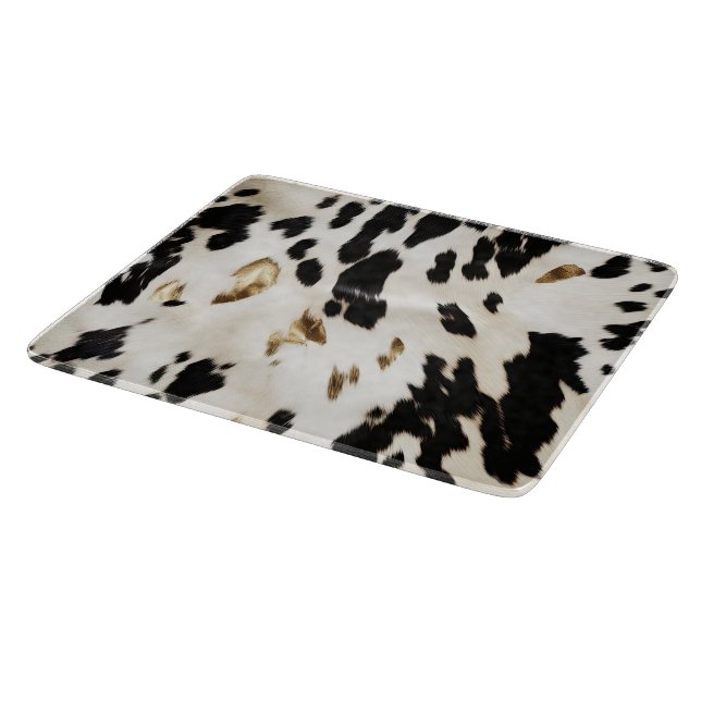 Black White Gold Southwest Cowhide  Cutting Board (Corner)