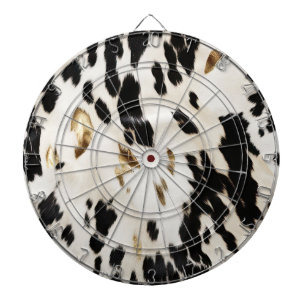 Black White Gold Southwest Cowhide Dart Board