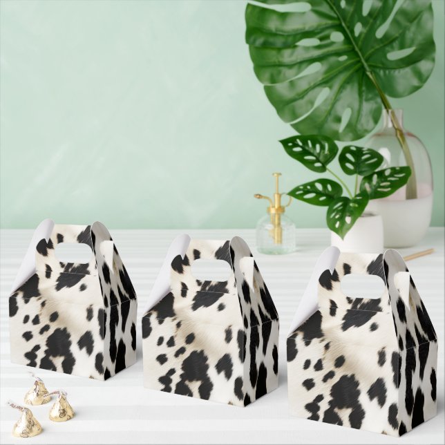 Black White Gold Southwest Cowhide  Favor Boxes (Multiple)