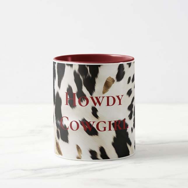 Black White Gold Southwest Cowhide  Mug (Center)
