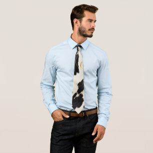 Black White Gold Southwest Cowhide  Neck Tie