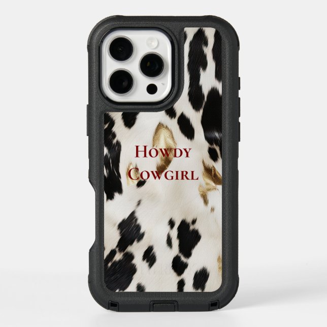 Black White Gold Southwest Cowhide  Otterbox iPhone Case (Back)